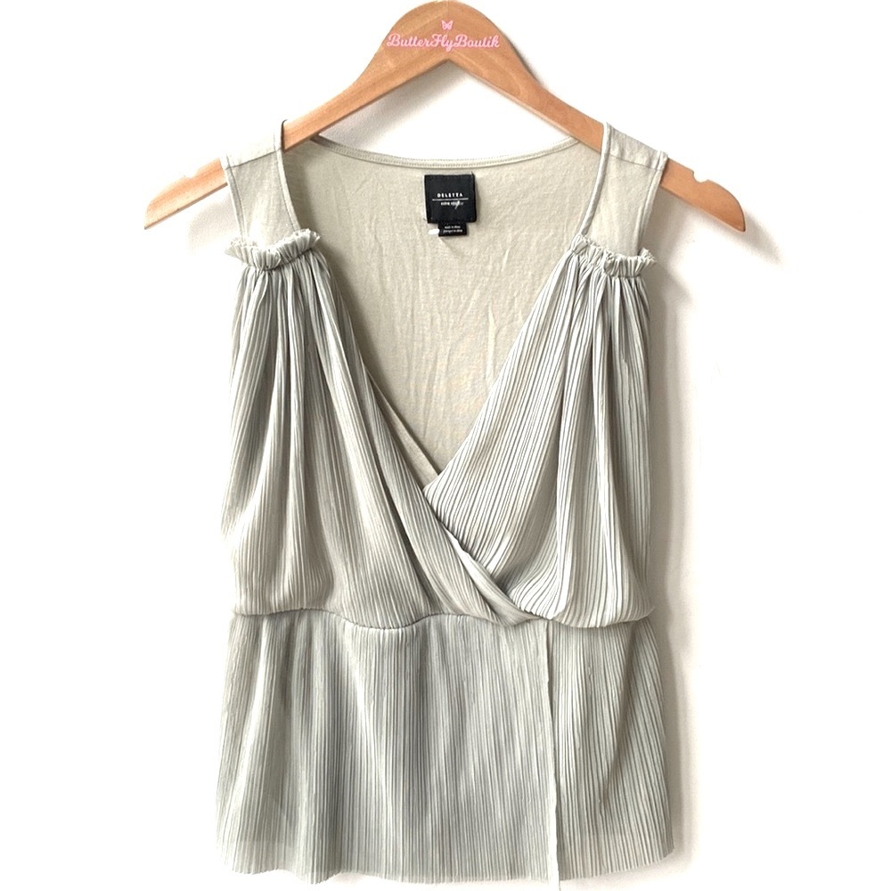 Anthropology Deletta Hidden Valley Sage Green Tank Top, Size XS, NWOT